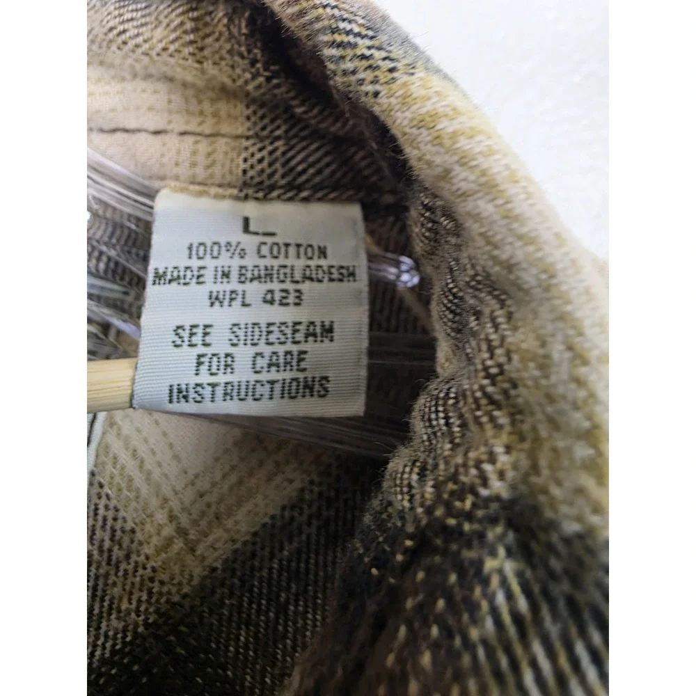 Levis Shirt Mens Large Brown Beige Plaid Button Up Flannel Western Workwear Warm
